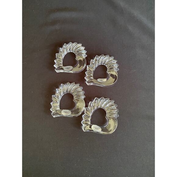 Crystal Heart Napkin Rings Set of 4 | Gorham Esprit West Germany - Picture 3 of 5